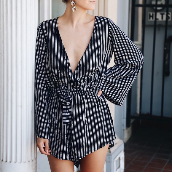 Faithfull the brand navy stripe romper - size 2 - Picture 6 of 6